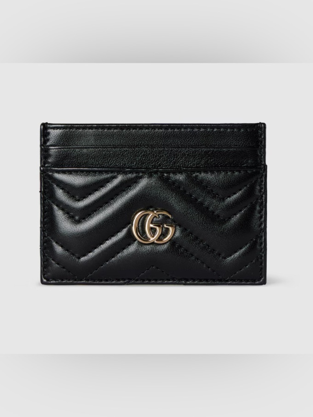 Gucci GG Marmont Card Case Cardholder Wallet Black with Gold